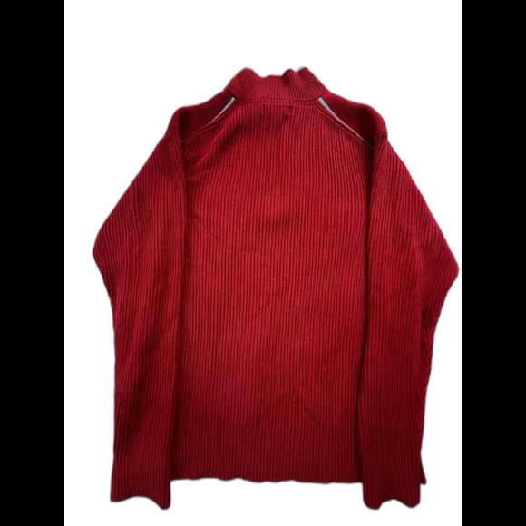 Tommy Hilfiger Men’s Red Blue Cable Knit Sweater Quarter Zip Size XL READ - Picture 10 of 10